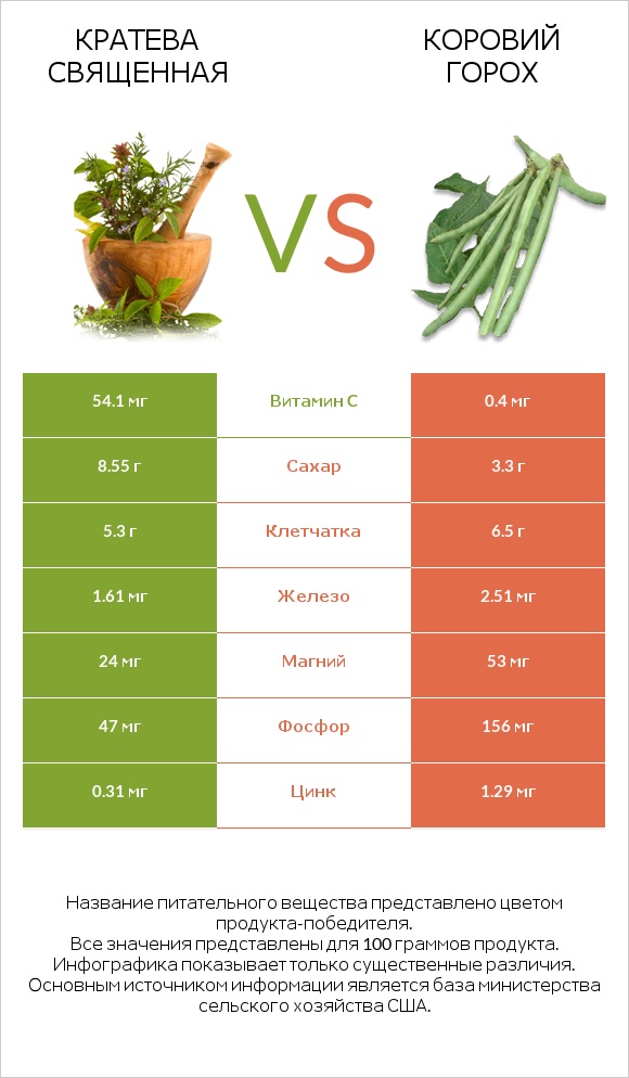 Кратева священная vs Коровий горох infographic