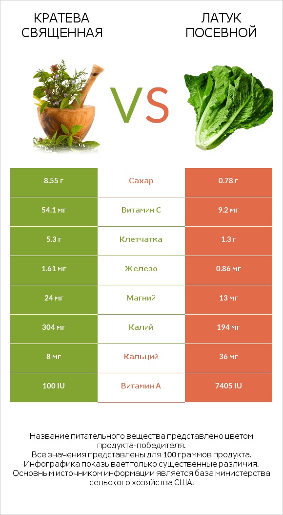 Кратева священная vs Латук посевной infographic