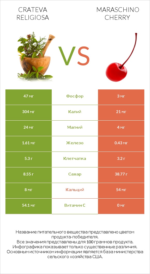 Crateva religiosa vs Maraschino cherry infographic