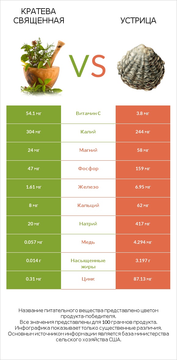 Кратева священная vs Устрица infographic