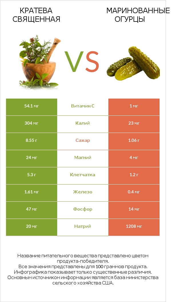 Кратева священная vs Маринованные огурцы infographic