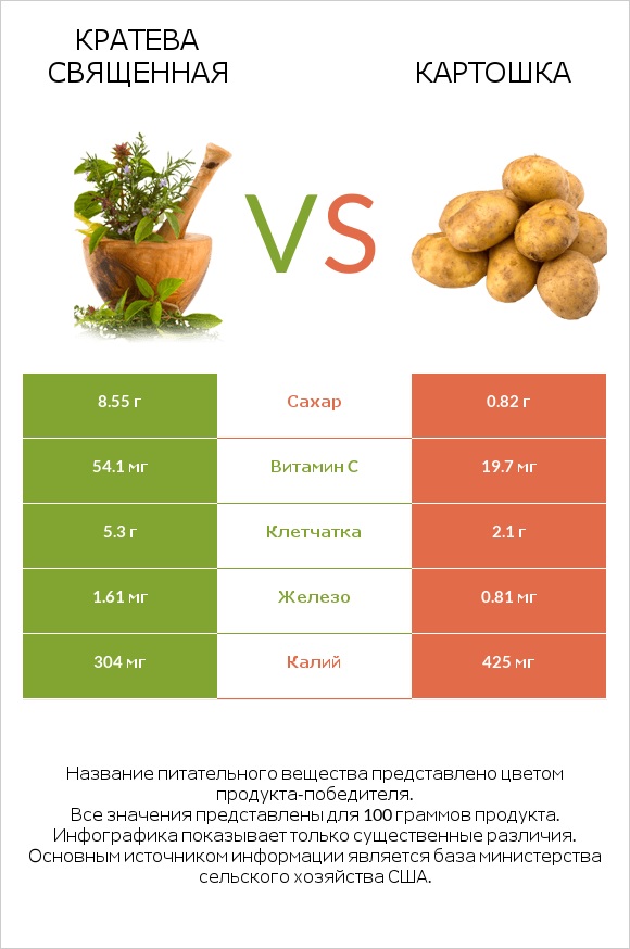 Кратева священная vs Картошка infographic