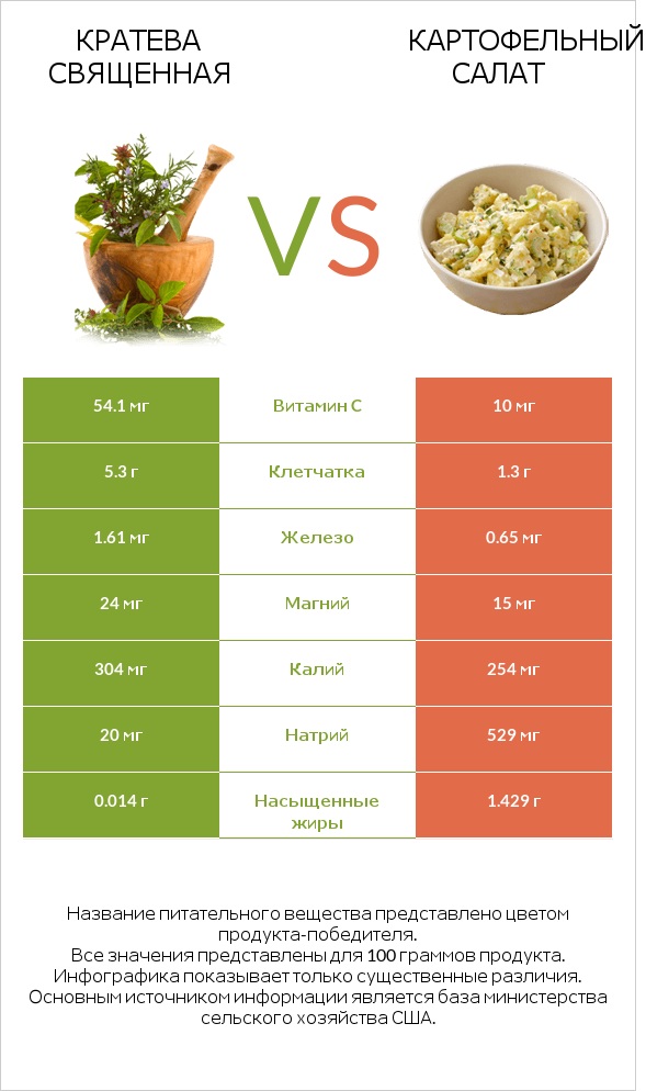 Кратева священная vs Картофельный салат infographic