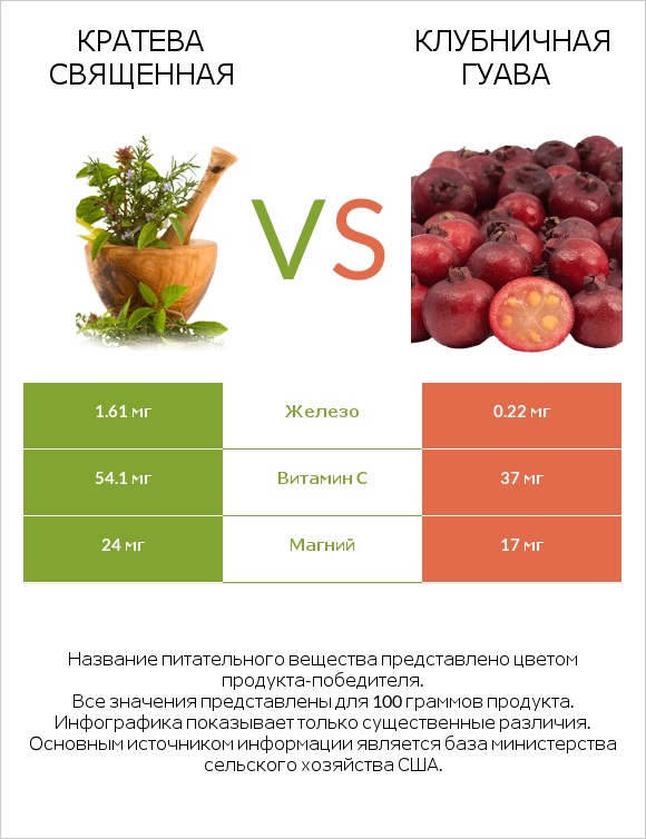 Кратева священная vs Клубничная гуава infographic