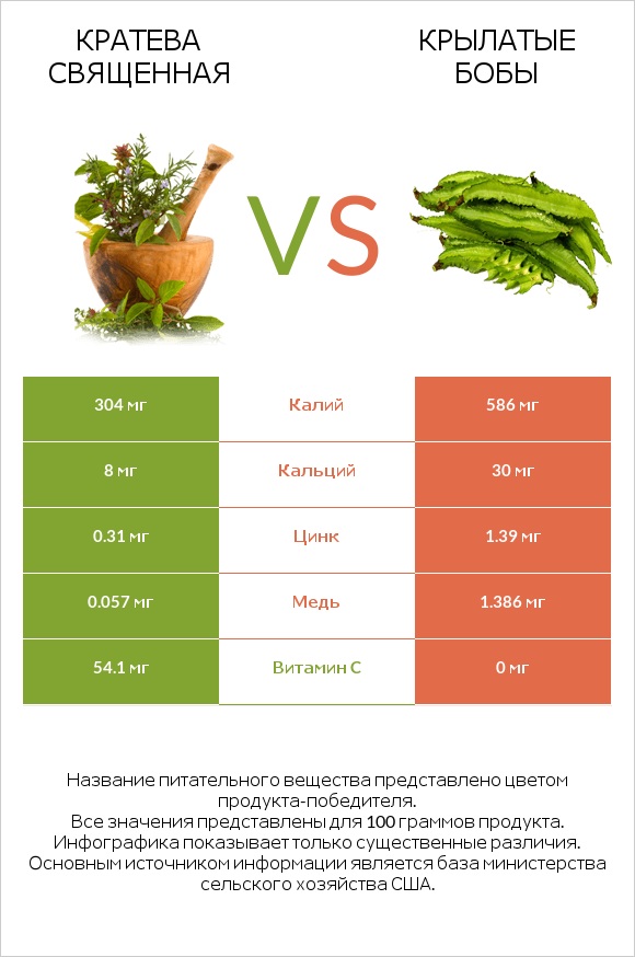 Кратева священная vs Крылатые бобы infographic