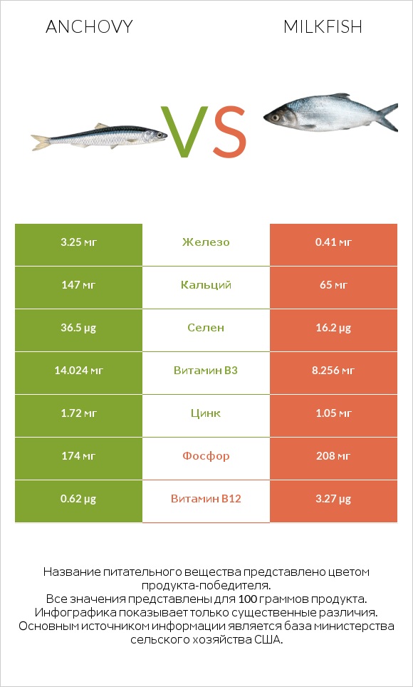 Anchovy vs Milkfish infographic