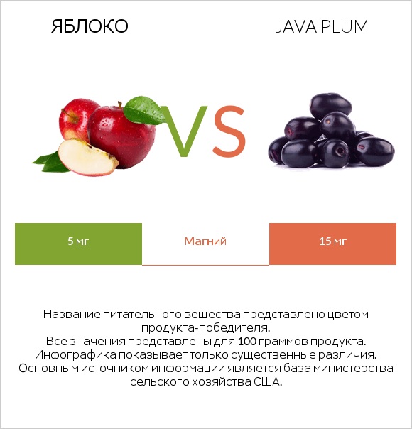 Яблоко vs Java plum infographic