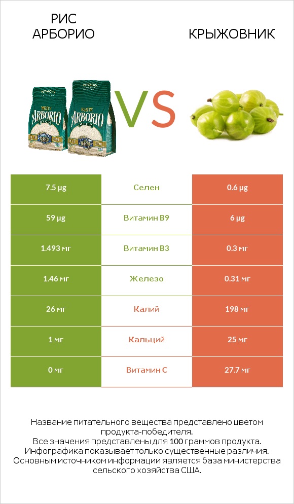 Рис арборио vs Крыжовник infographic