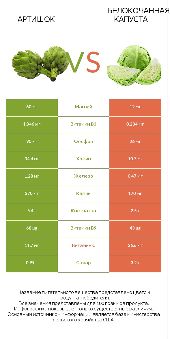 Артишок vs Капуста infographic