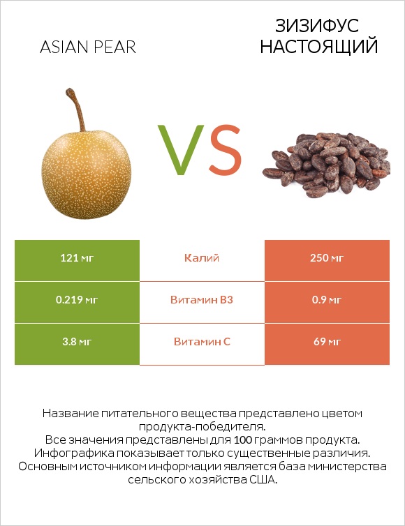 Asian pear vs Зизифус настоящий infographic