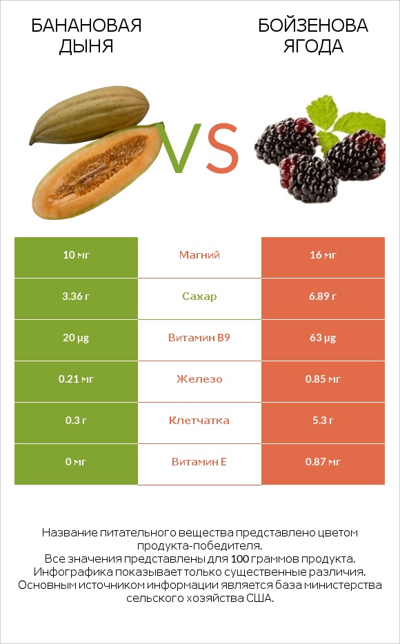 Банановая дыня vs Бойзенова ягода infographic