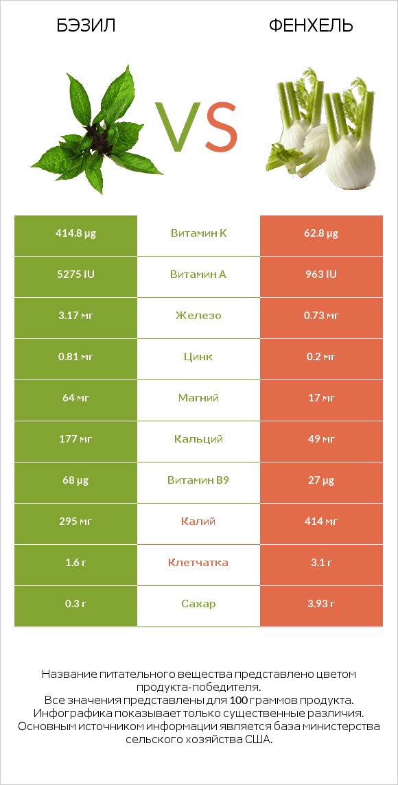 Бэзил vs Фенхель infographic