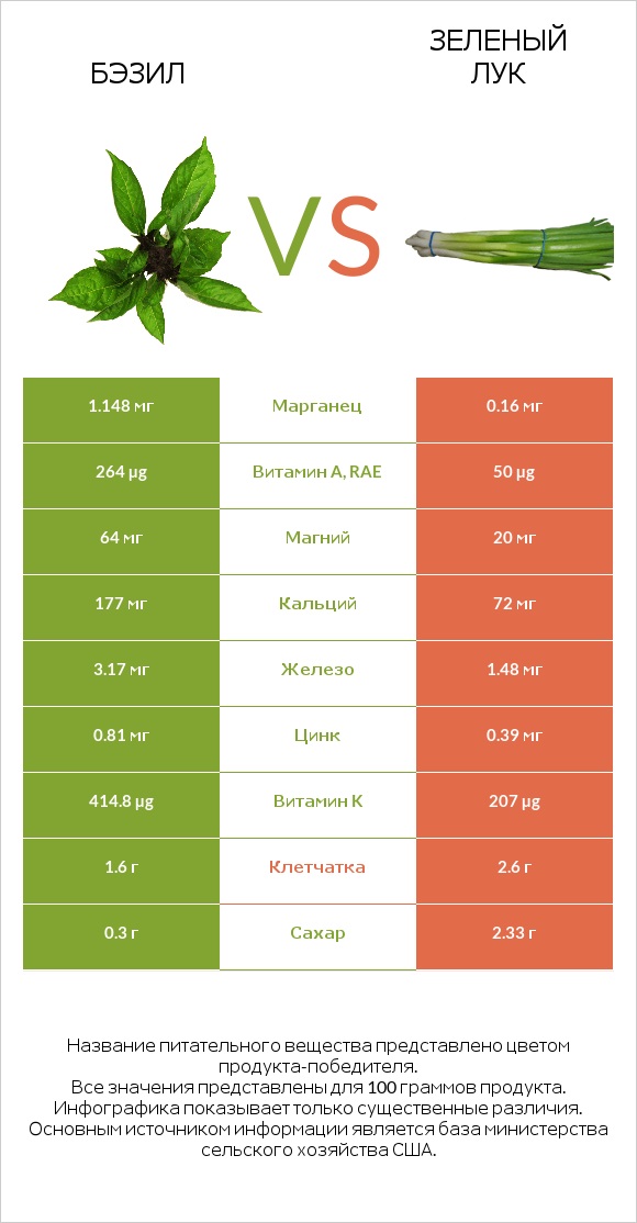 Бэзил vs Зеленый лук infographic