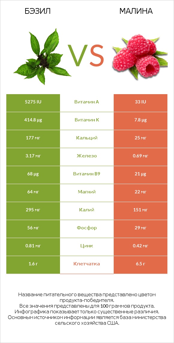 Бэзил vs Малина infographic
