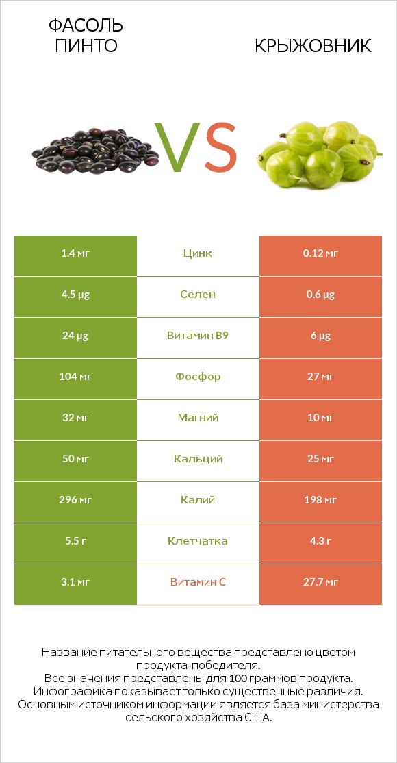 Фасоль пинто vs Крыжовник infographic