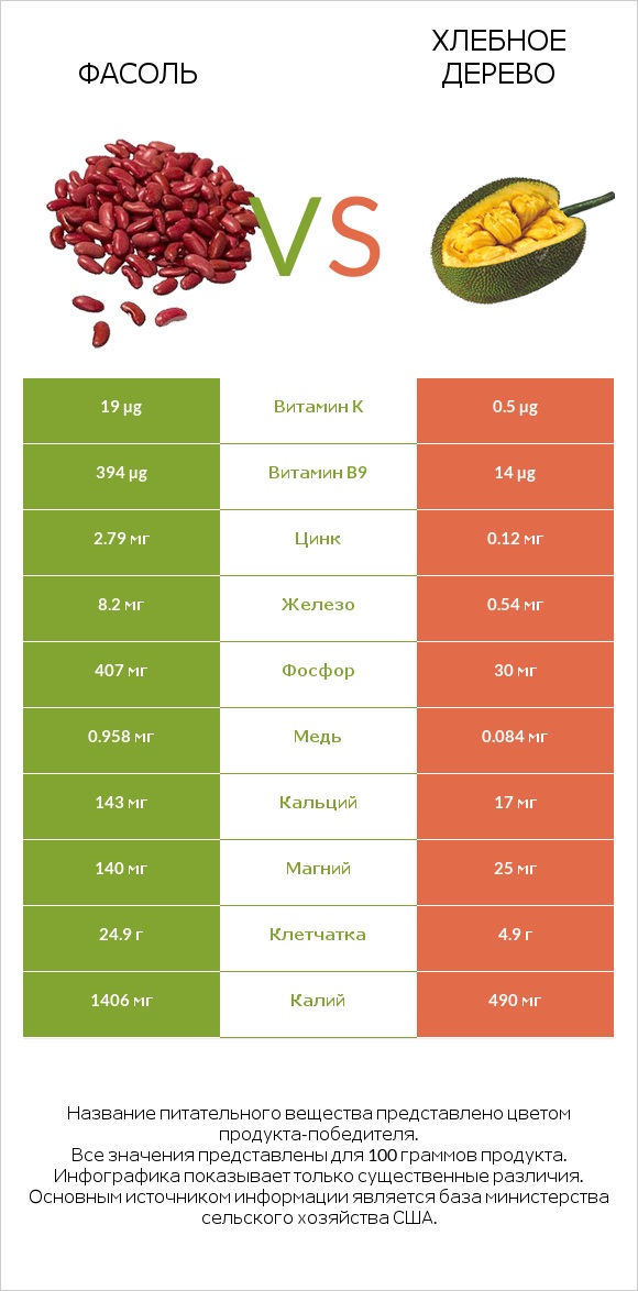 Фасоль vs Хлебное дерево infographic