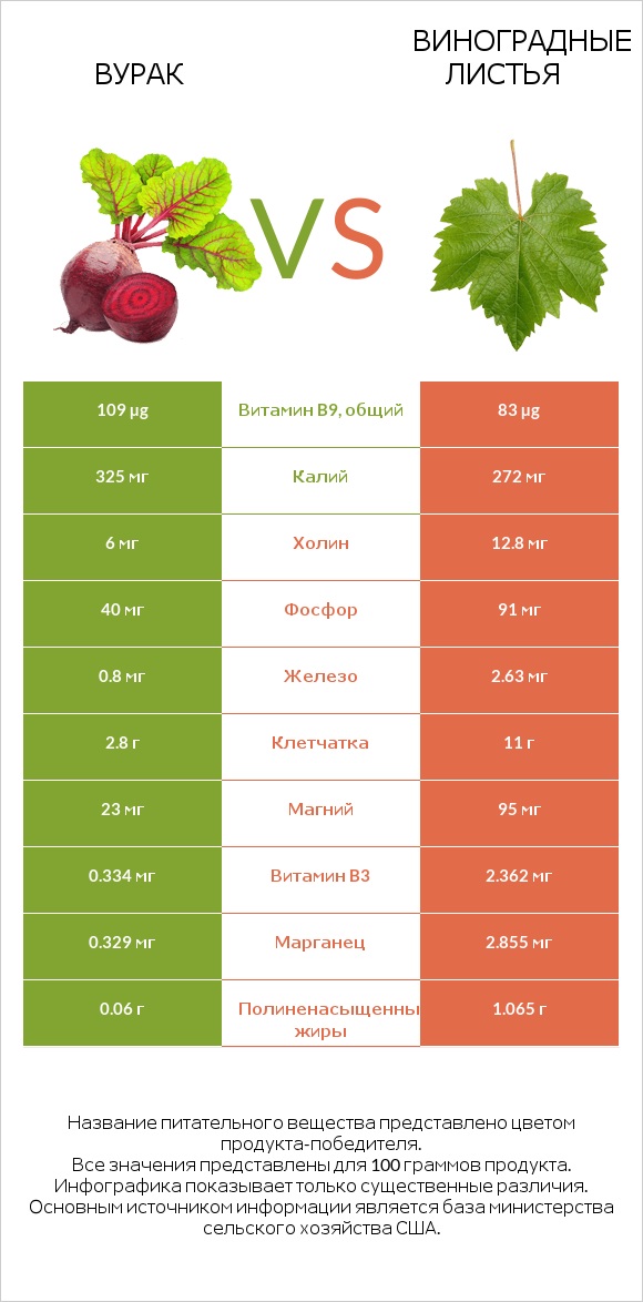 Вурак vs Виноградные листья infographic