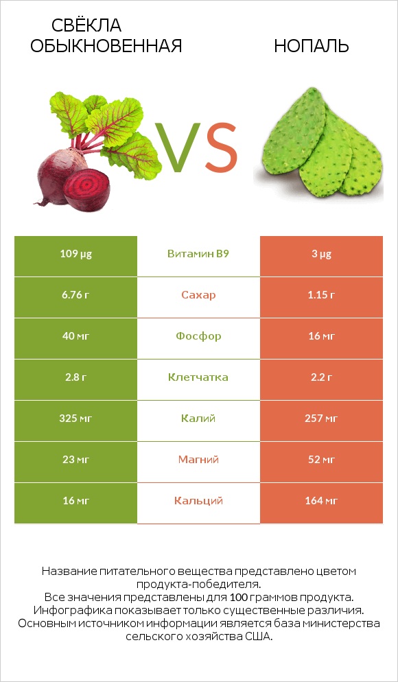 Свёкла обыкновенная vs Нопаль infographic