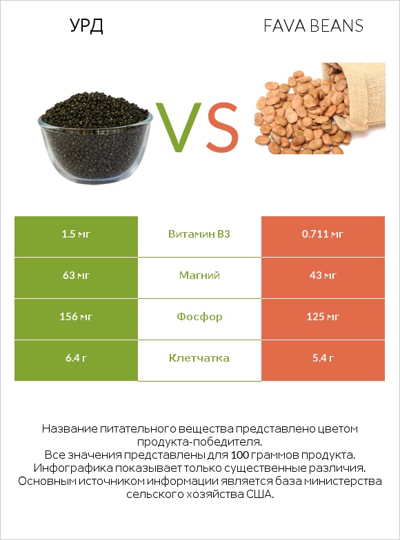 Урд vs Fava beans infographic