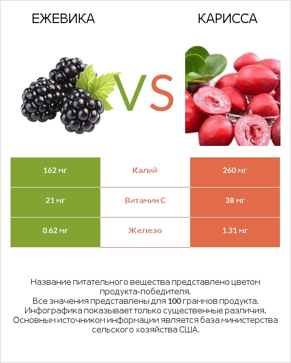 Ежевика vs Карисса infographic