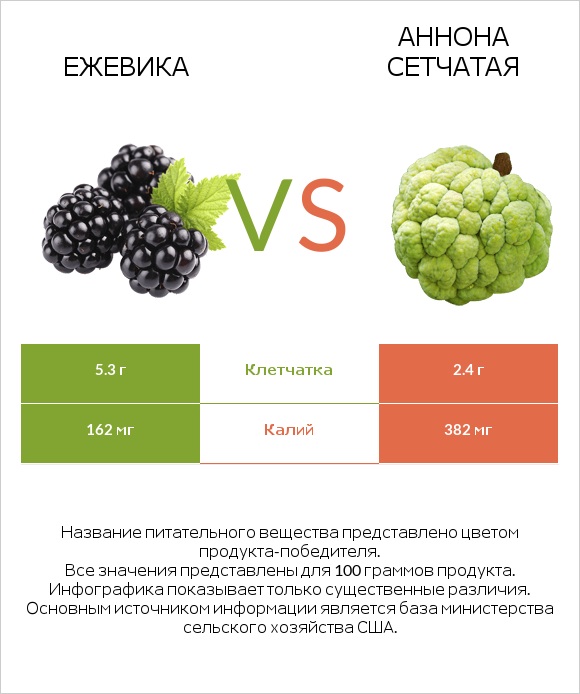 Ежевика vs Аннона сетчатая infographic