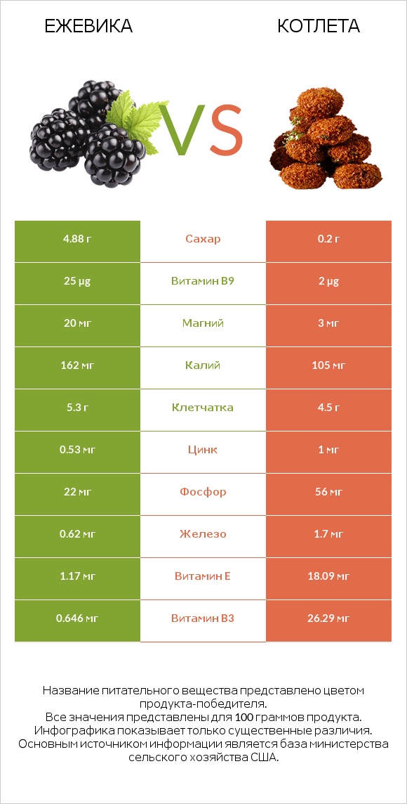 Ежевика vs Котлета infographic