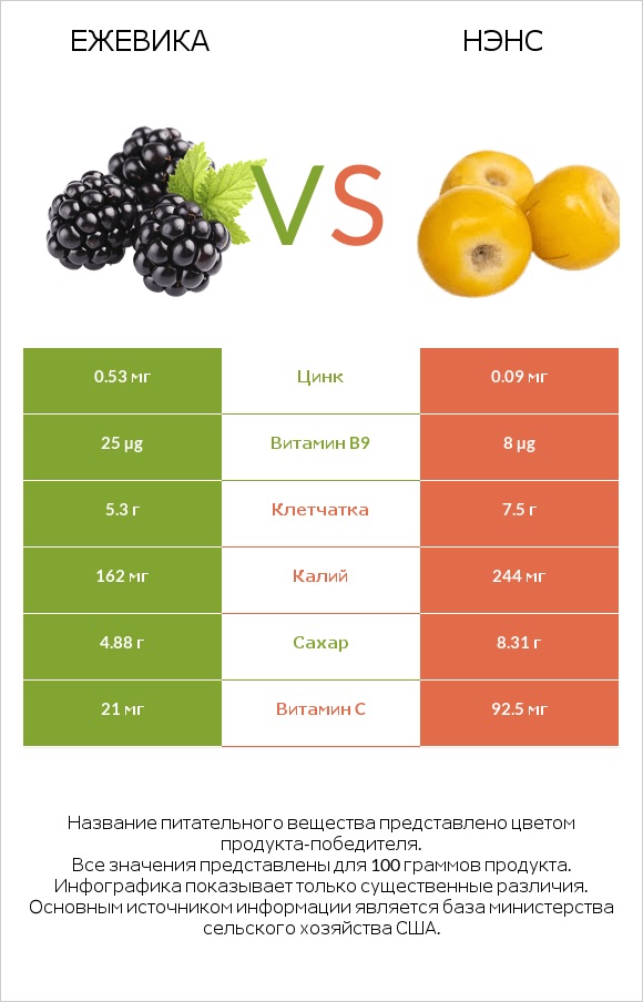 Ежевика vs Нэнс infographic