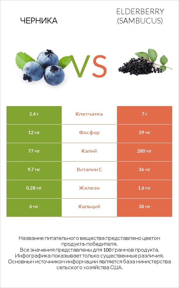 Черника vs Elderberry infographic