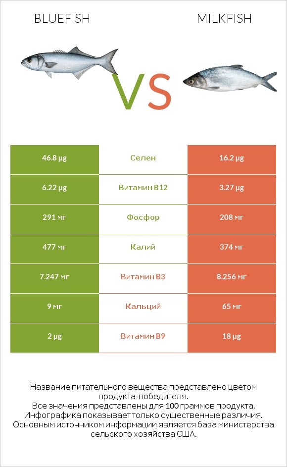 Bluefish vs Milkfish infographic