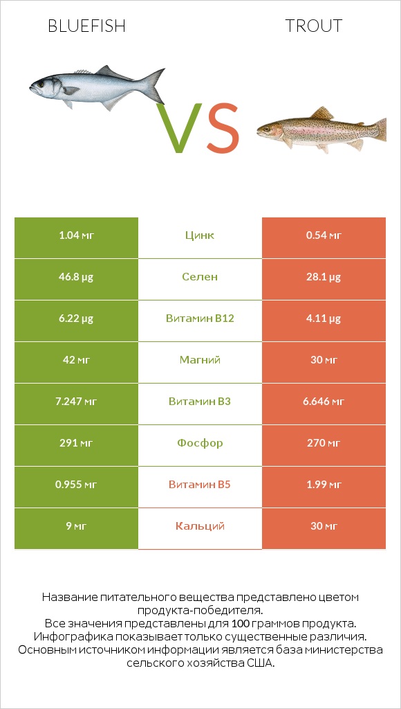 Bluefish vs Trout infographic