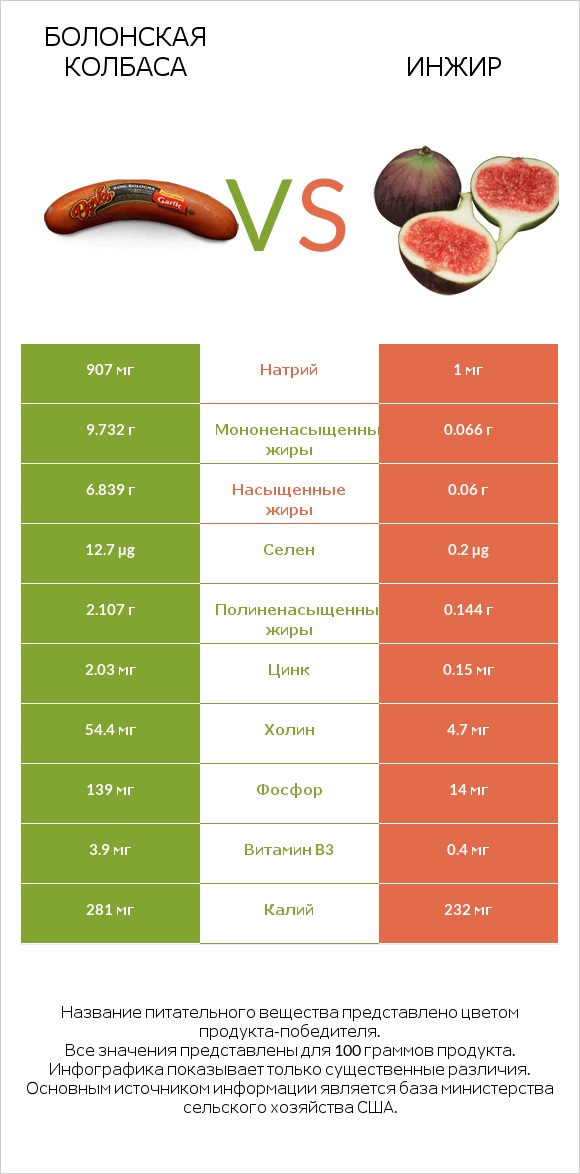 Болонская колбаса vs Инжир infographic