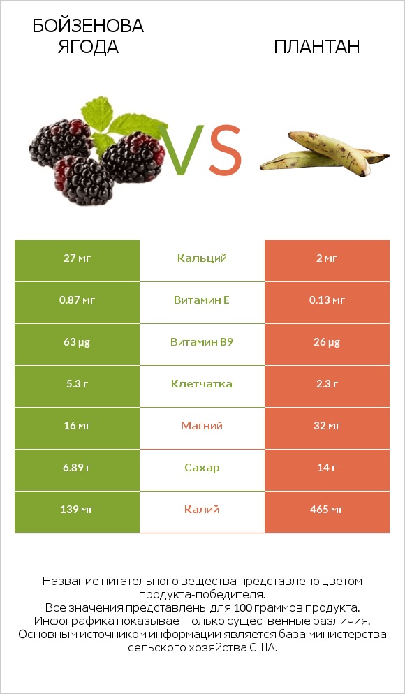 Бойзенова ягода vs Плантан infographic