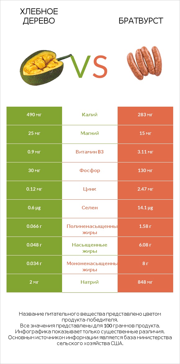 Хлебное дерево vs Братвурст infographic