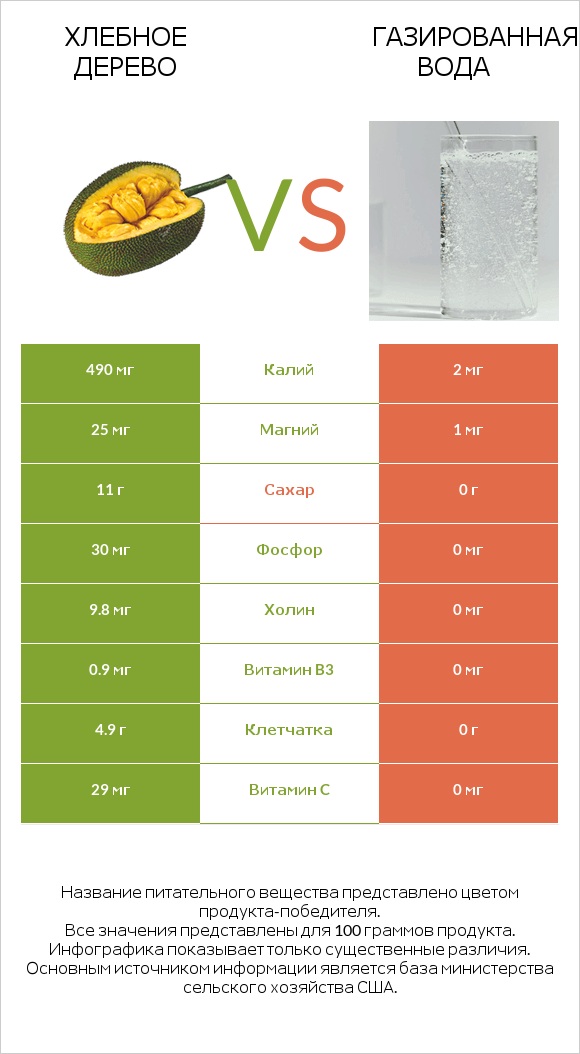 Хлебное дерево vs Газированная вода infographic