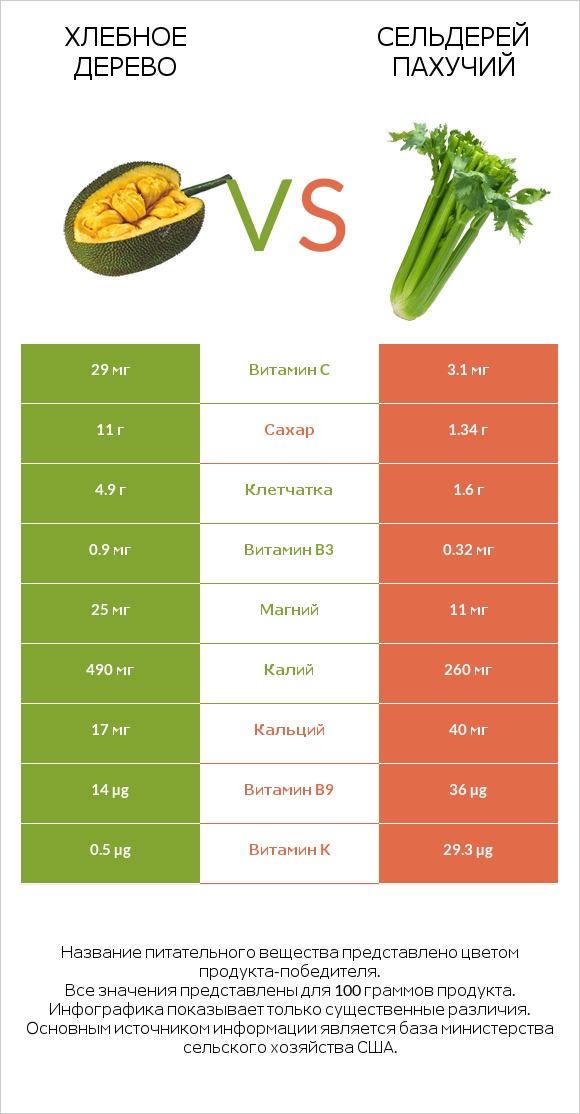 Хлебное дерево vs Сельдерей пахучий infographic