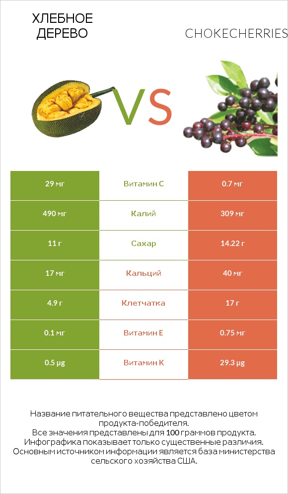 Хлебное дерево vs Chokecherries infographic
