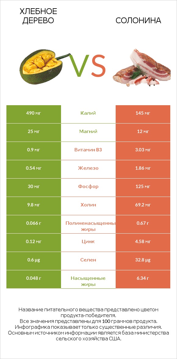 Хлебное дерево vs Солонина infographic