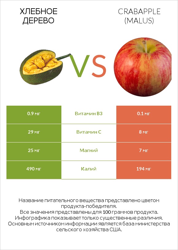 Хлебное дерево vs Crabapple (Malus) infographic