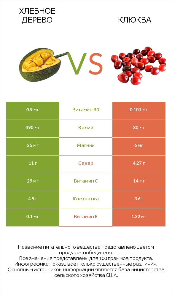Хлебное дерево vs Клюква infographic
