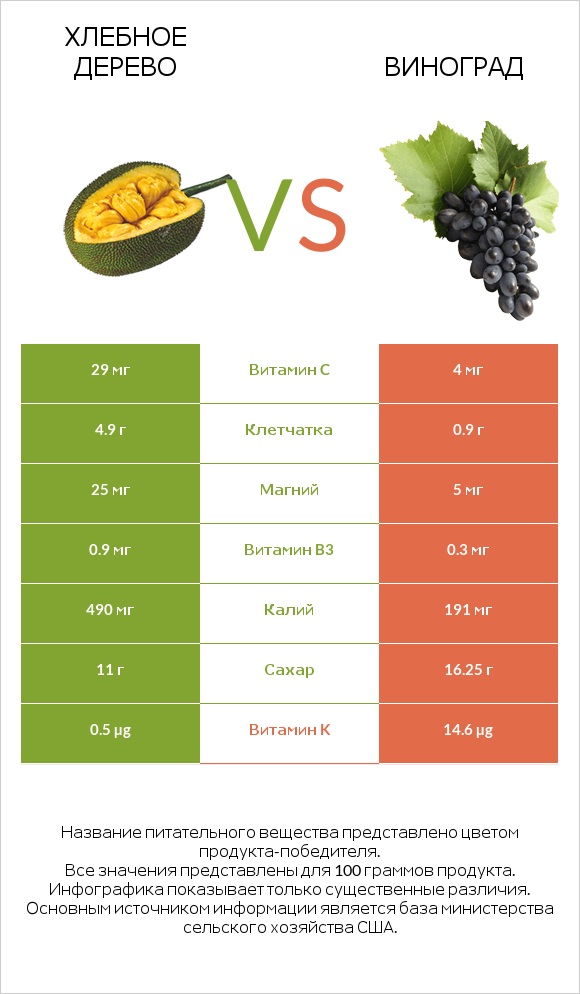 Хлебное дерево vs Виноград infographic