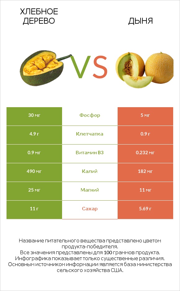 Хлебное дерево vs Дыня infographic