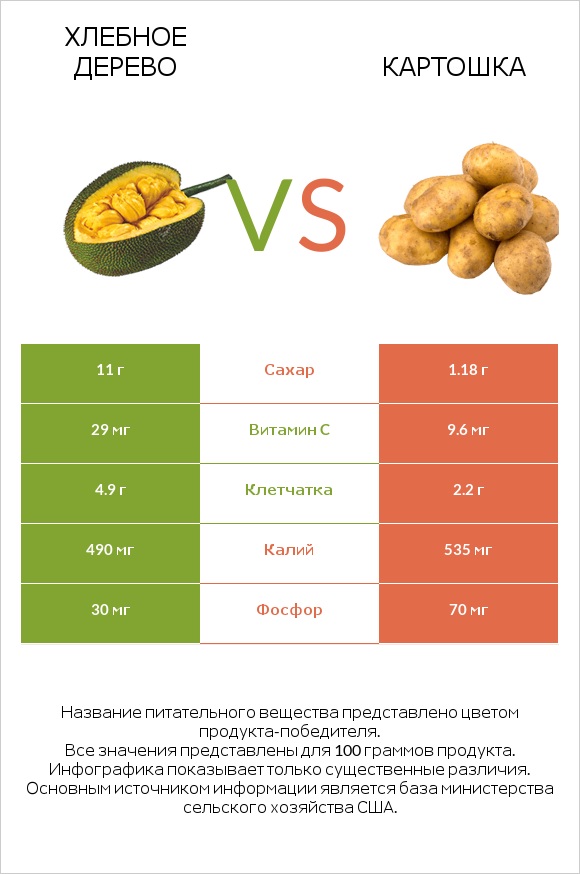 Хлебное дерево vs Картошка infographic