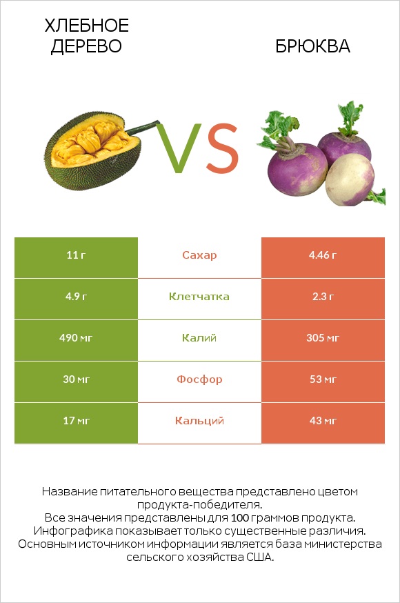 Хлебное дерево vs Брюква infographic