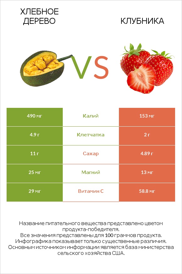 Хлебное дерево vs Клубника infographic