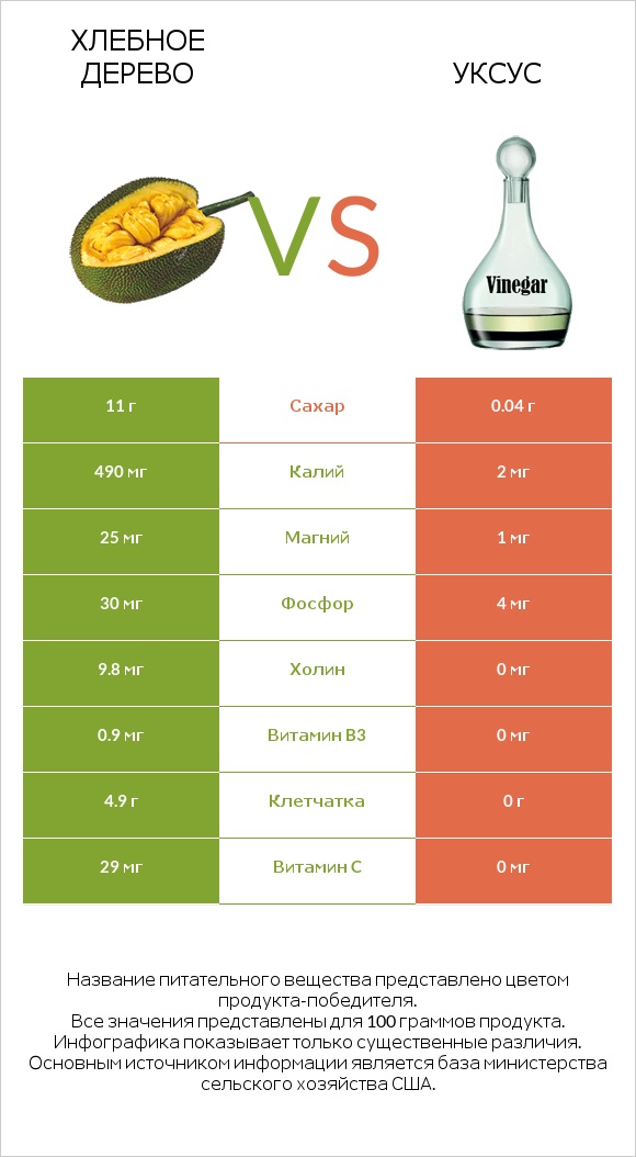 Хлебное дерево vs Уксус infographic