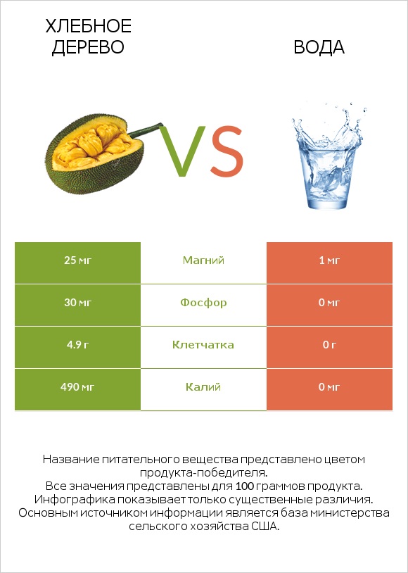 Хлебное дерево vs Вода infographic