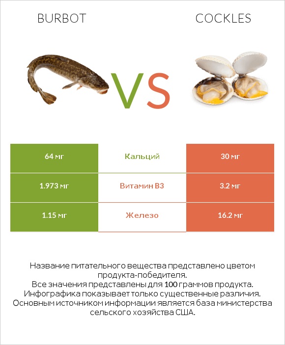 Burbot vs Cockles infographic