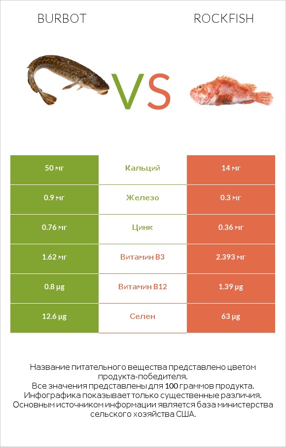 Burbot vs Rockfish infographic