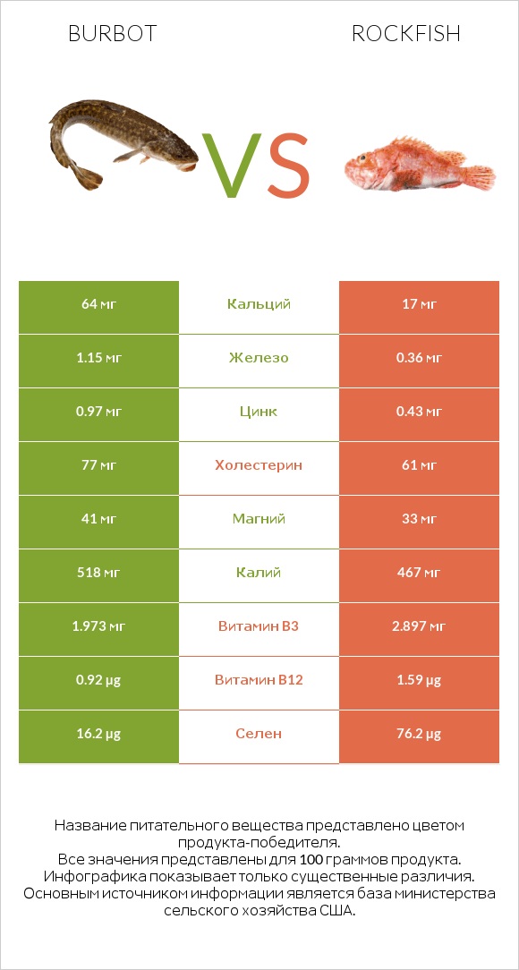 Burbot vs Rockfish infographic