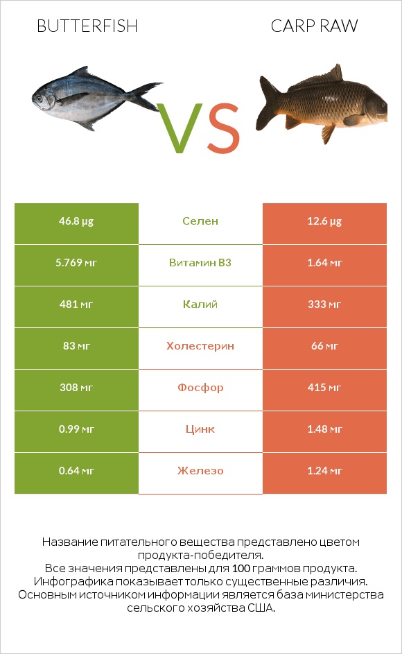 Butterfish vs Carp raw infographic